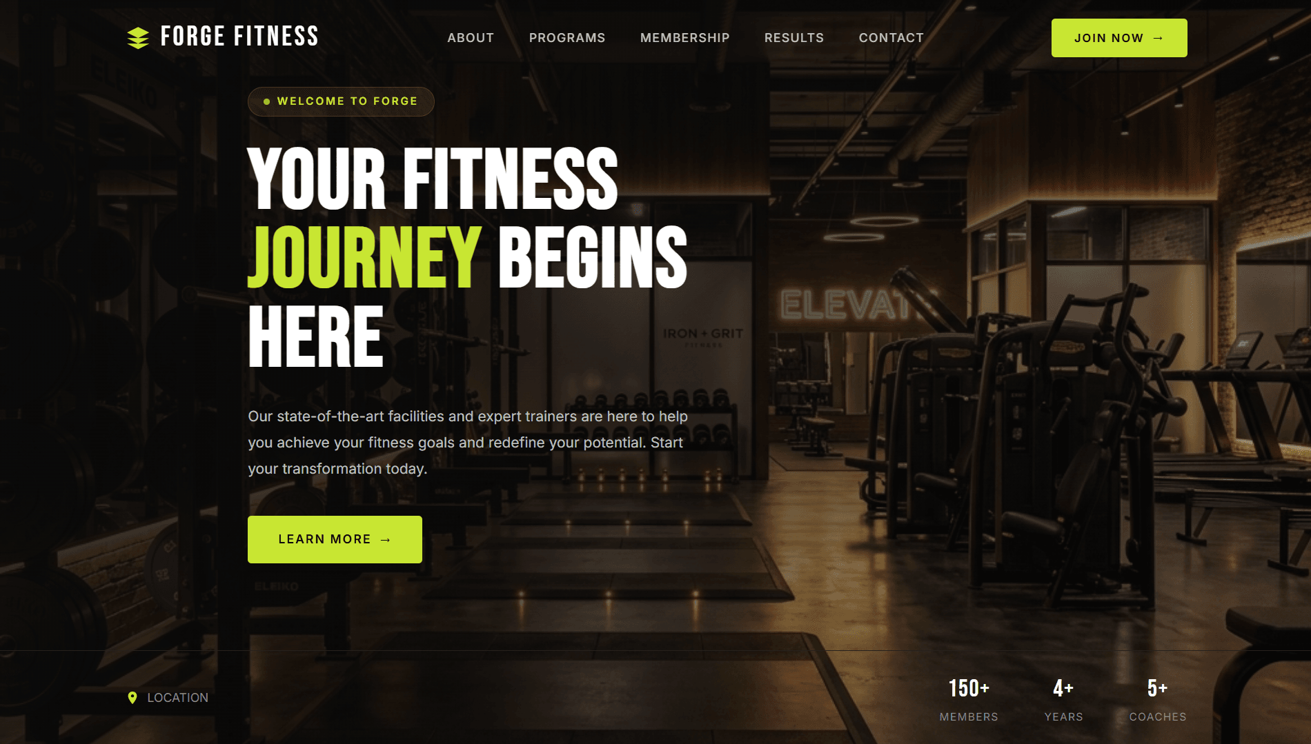 Gym website design demo for fitness studios